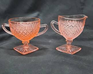 Anchor Hocking Miss America cream and sugar glass