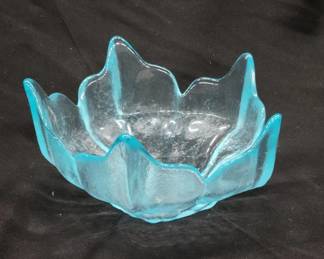 Blue frosted Viking lotus bowl