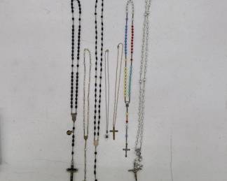 Assorted Catholic crucifix rosary necklaces
