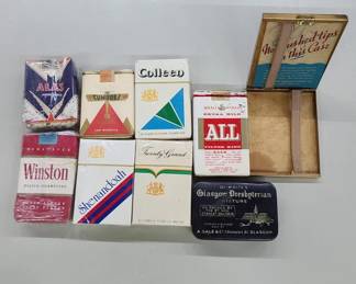 Vintage sealed cigarettes, cigarette case and more