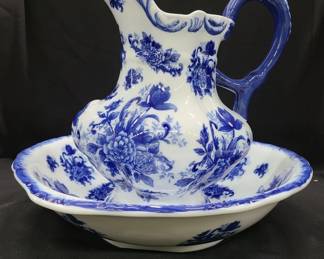 Cobalt Blue Pitcher & Water Basin
