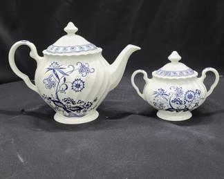 Johnson Bros Blue Nordic teapot and sugar bowl set