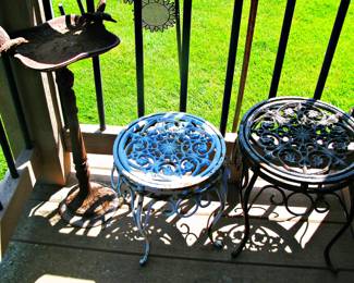 Vintage Iron Bird Bath and Tables