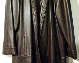 Ladies Soft Dark Brown Leather Coat