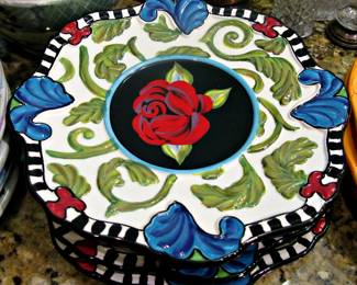 Certified International Classic Rose Ceramic Salad Plates