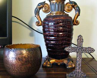 Double Handle Vase ~ Metal Pot ~ Table Cross