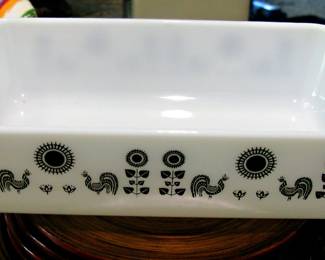 Vintage Pyrex Black Rooster Dish