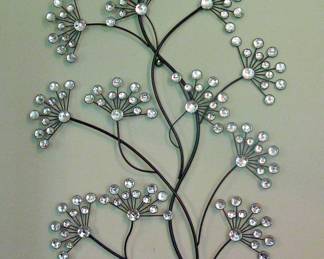 3D Jewel Leaves Tree Black Metal Wall Art