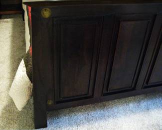 Pier 1 Shanghai Dark Wood Queen Bed with Mattress Excellent New Condition