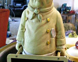 Large Kitchen Restaurant French Chef Pig Statue with Chalkboard