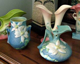 Hull and Roseville Pottery Vases