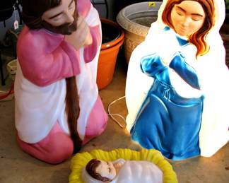 Vintage 28" Lighted Blow Mold Mary Joseph Jesus / Joseph and Jesus (Do Not Have a Light)