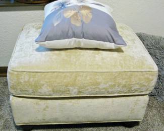 Sheared Faux Fur or Velvet like Cream Color Chair with Ottoman