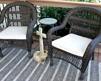 Pair of Rattan Outdoor Chairs