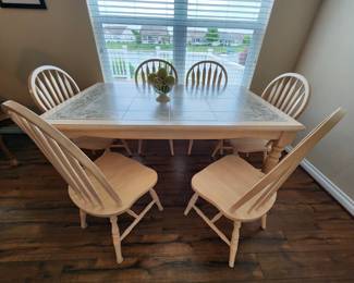 Ligo tile top dining table and 6 chairs