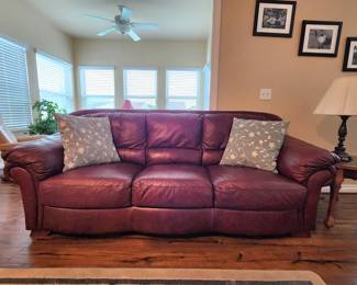 Burgundy leather sofa