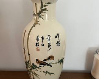 Birds and bamboo decorated vase