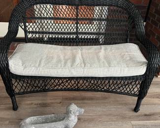 Outdoor Bench and Dachshund Planter