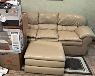 Beige Leather Sofa