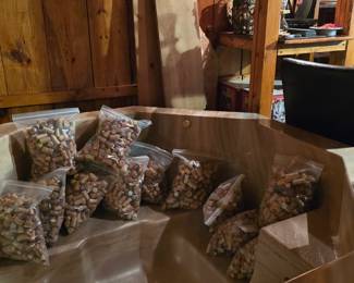 This is a hot tub in a wine cellar. It was only stored there, not used there. What you see in the hot tub are bags of corks, wine and champagne.