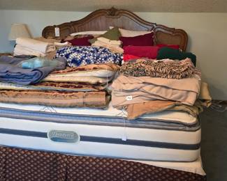 Excellent king bed! Sold with frame and mattress, as a set. Upstairs bedroom left.