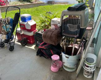 Pet carriers and supplies.