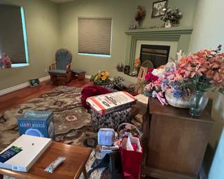 The living room. Before and after Heritage staging.