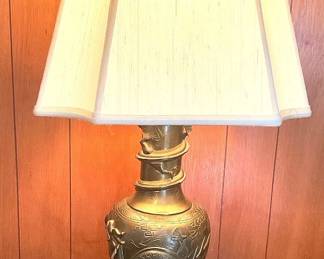 Chinese Brass Dragon Vase 3Way Table Lamp