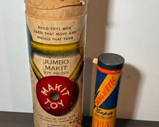 Vintage Matchbox Booklet, Magnetic Pick Up Sticks, And Make It Toys