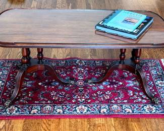 Wood Coffee Table Karastan Sarouk Wool Rug