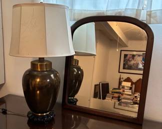 Brass Lamp And Wall Mirror