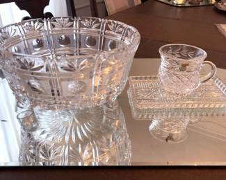 Waterford Glandore Punch Cup, Cut Crystal Fruit Bowl Small Tray