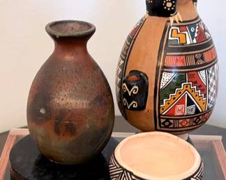 Bizen Sake Bottle, Chinese Calligraphy Inkstone, Chicha Jug Acoma Pot