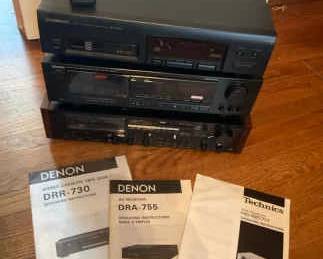 Denon DRR730 Cassette Deck,DRA755 AV Receiver, Technics Cassette Deck RS B57R