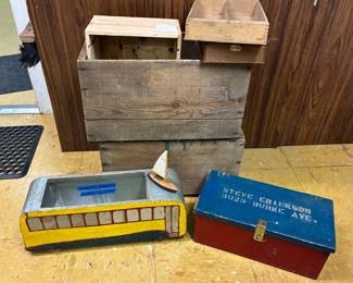 Wooden Crates And 1940s Homemade Wooden Bus