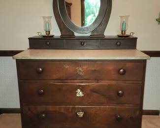 Antique dresser with mirror and marble top