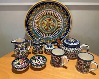 Jerusalem Made Multi Piece Tea Set Dipinto A Mano Hanging Platter