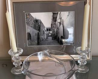 Home Decor BW Photograph, Glass Bowl Candle Holders