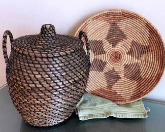 Woven Wall Plate Coiled Lidded Basket