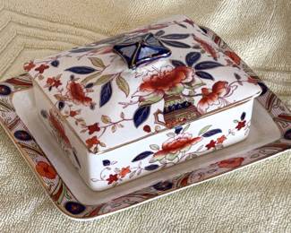 Burleigh Ware Japonica Lidded Sardine Dish and Saucer