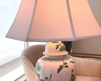 Converted Chinese Famille Rose Jar Table Lamp