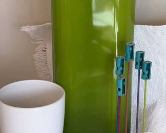 Tall Green Glass Vase Other Decor Items