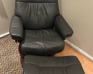 Stressless Leather Recliner And Ottoman
