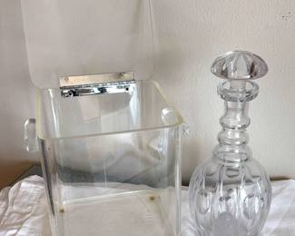 Vintage Lucite Ice Bucket Glass Decanter