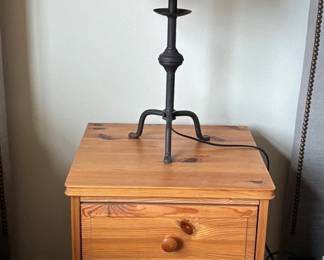 Pine Night Stand And Lamp