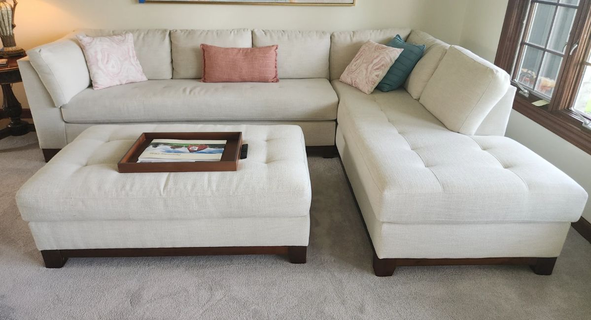White linen sectional