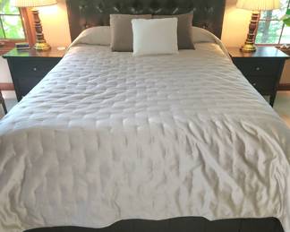 Leather look tufted queen bed