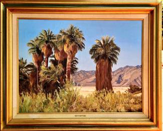 "Palm Canyon" by noted local artist Lorna Womack. Original oil painting