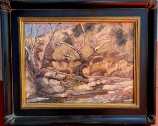"Mountain Stream" original oil painting by Charles Thomas, listed artist.