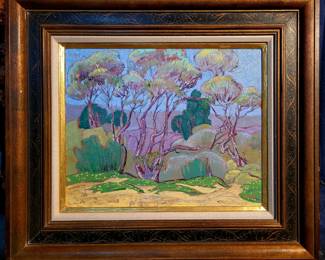 Abstract landscape original oil by listed artist Don Burgess